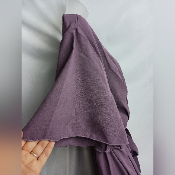 NWT BLOOM CHIC Elegant Mauve purple holiday christmas party Wrap‎ Dress (#1,552) - Picture 6 of 10